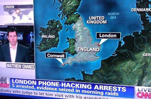 Captura de pantalla de un mapa con Londres mal posicionado
